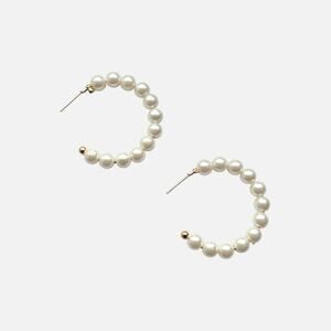 Medium Pearl Hoop Earrings
